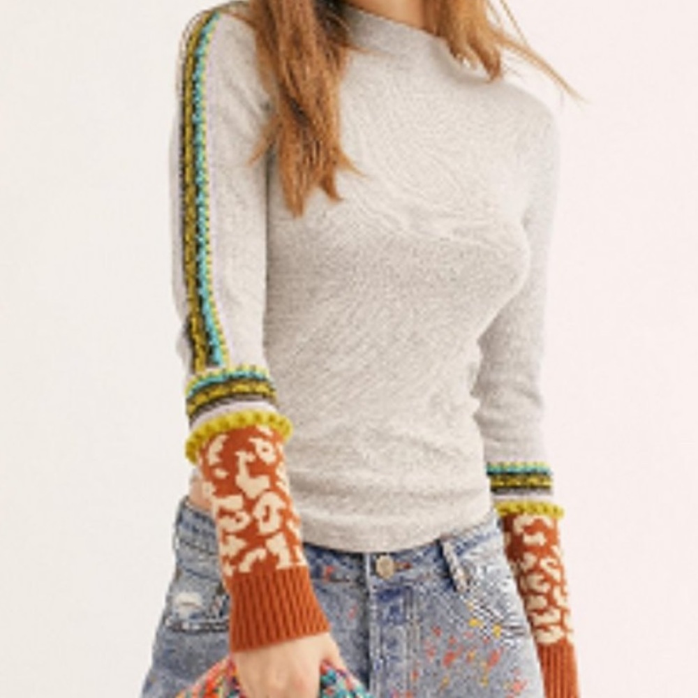 FREE PEOPLE Women's Switch It Up Knit Thermal Mock-neck Casual Shirt Top